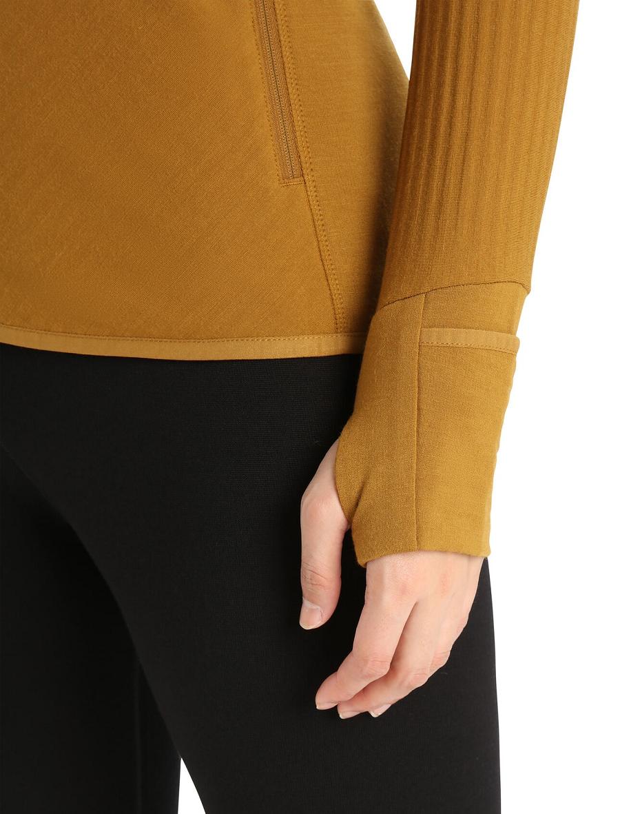 Women's Icebreaker RealFleece™ Merino Descender Long Sleeve Zip Jackets Clove | CA 1300HAPK